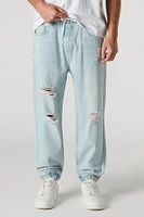 Distressed Denim Jogger