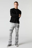 Distressed Denim Stacked Cargo Jean