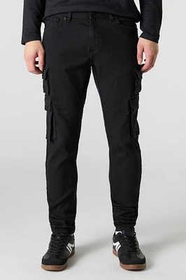 Jean cargo ajusté en denim extensible