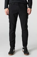 Jean cargo ajusté en denim extensible