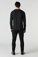 Jean cargo ajusté en denim extensible
