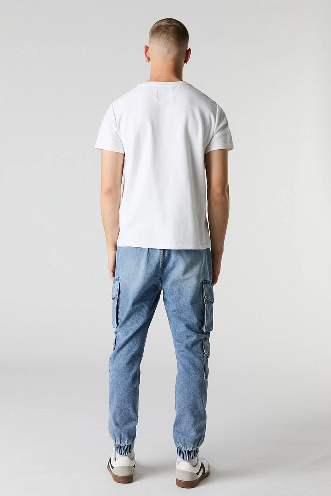 Jogger cargo en denim avec poches multiples