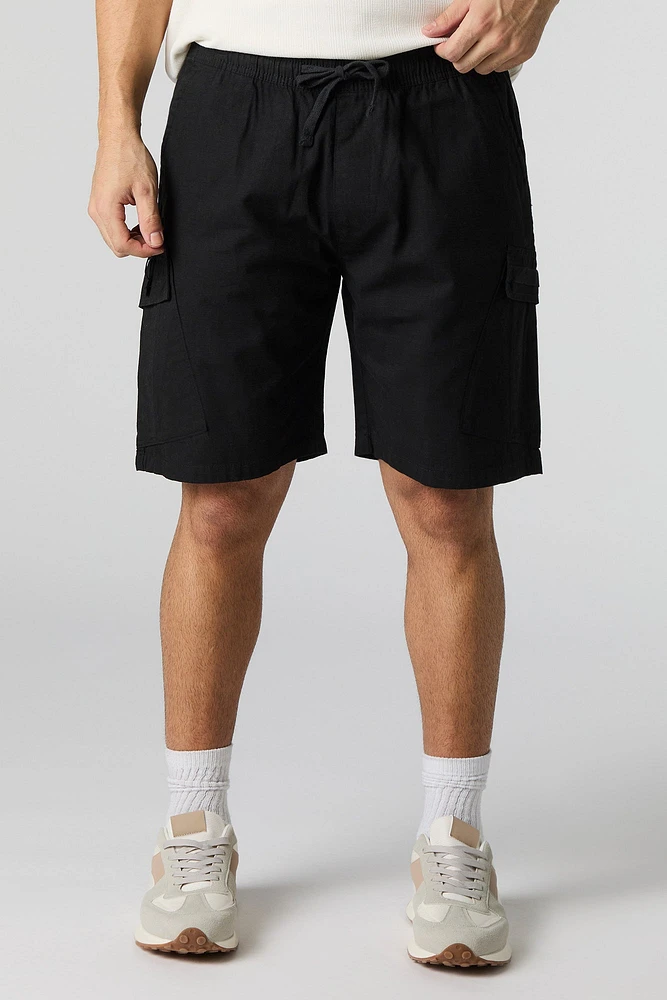 Short cargo à taille coulissante avec fermeture glissière