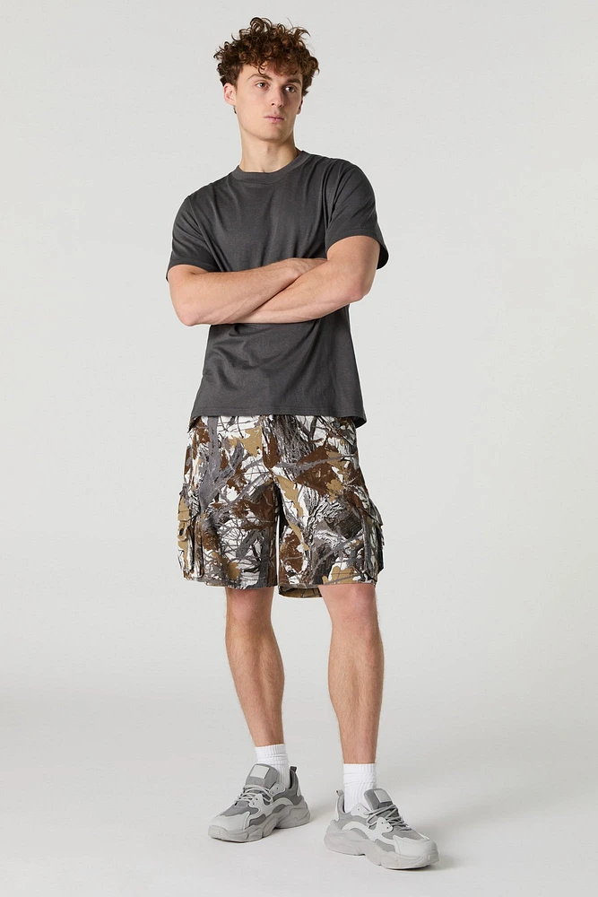 Short cargo boutonné avec poches multiples