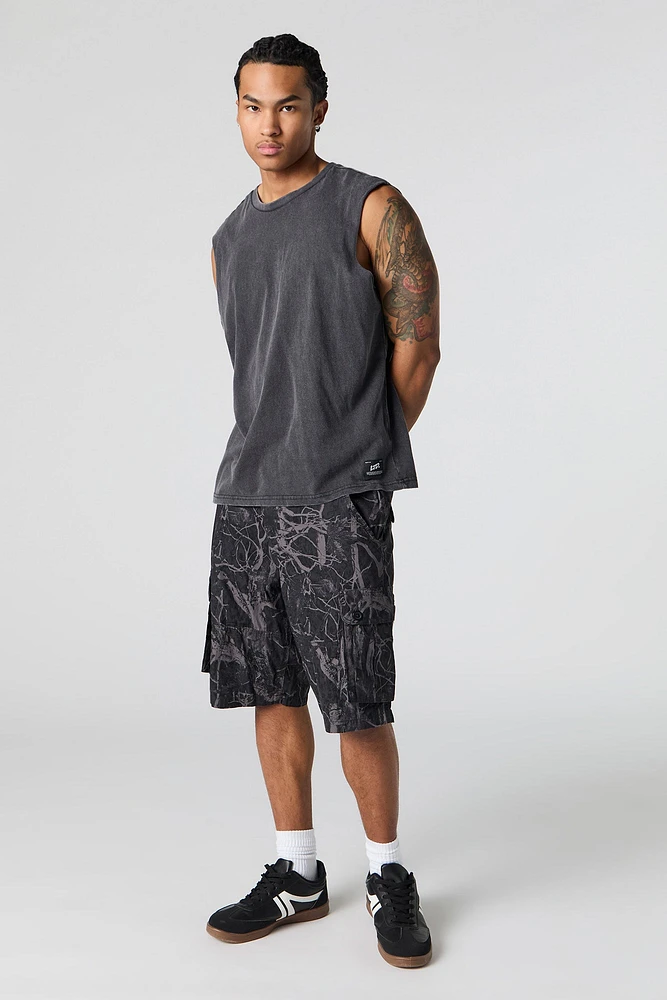 Short cargo avec motif camouflage