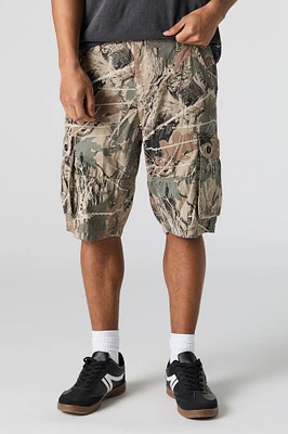 Short cargo avec motif camouflage