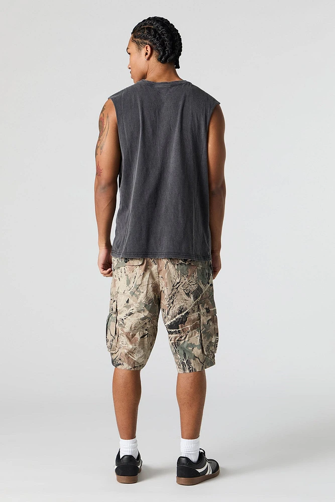 Short cargo avec motif camouflage