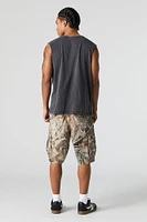 Short cargo avec motif camouflage