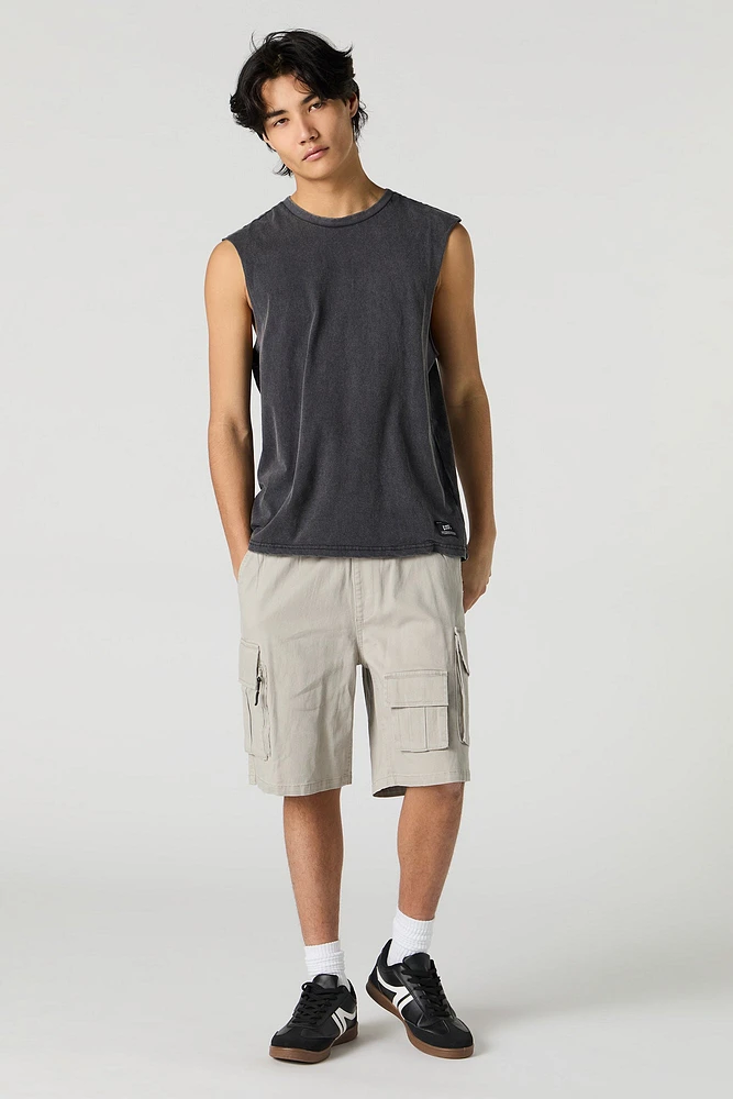 Short cargo avec fermeture à glissière et taille coulissante