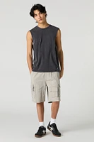 Short cargo avec fermeture à glissière et taille coulissante
