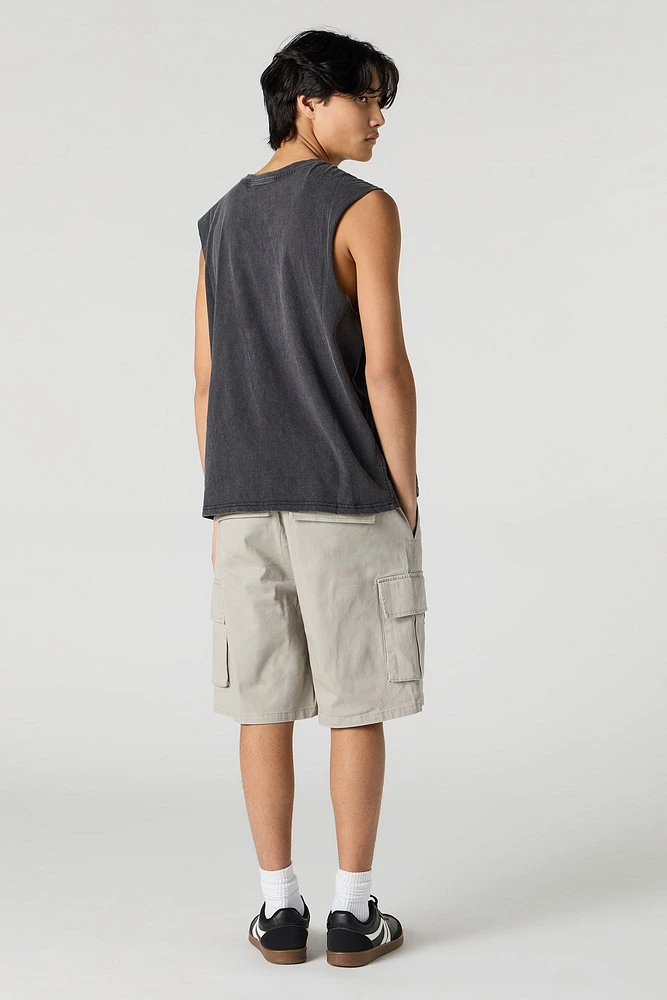 Short cargo avec fermeture à glissière et taille coulissante