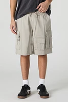 Short cargo avec fermeture à glissière et taille coulissante