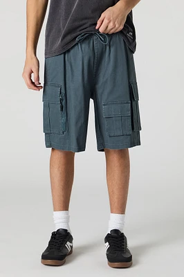Drawstring Zipper Cargo Short