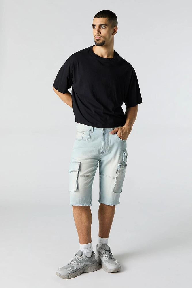 Short cargo long en denim extensible