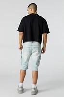 Short cargo long en denim extensible