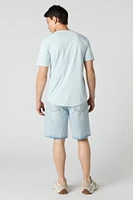 Short baggy en denim d'aspect usé à taille basse avec coulissante
