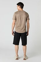 Short baggy en denim d'aspect usé à taille basse avec coulissante