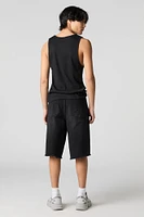 Black Wash Distressed Denim Skater Short