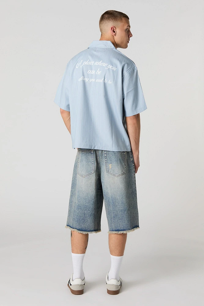 Black Wash Distressed Denim Skater Short