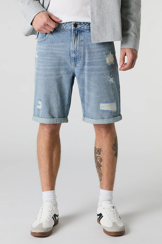 Jort en denim d'aspect usé