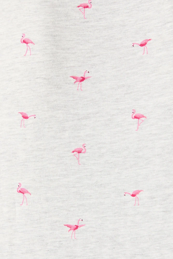 Flamingo Ditsy Print Polo Top