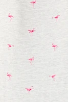 Flamingo Ditsy Print Polo Top