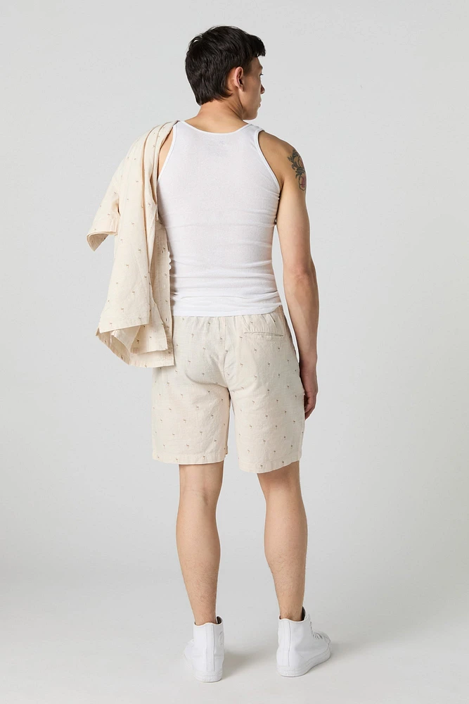 Short avec motif estival à taille coulissante