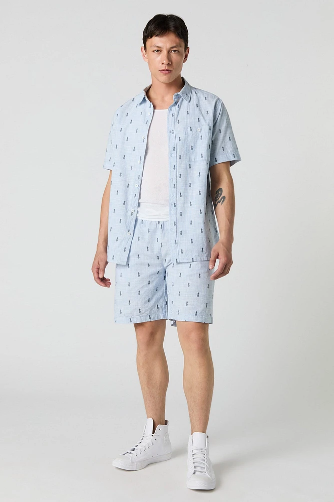 Short avec motif estival à taille coulissante