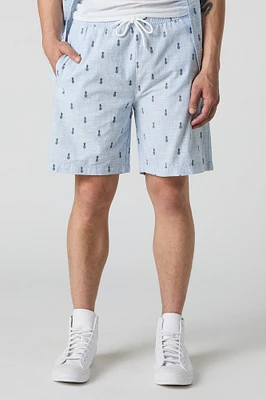 Short avec motif estival à taille coulissante