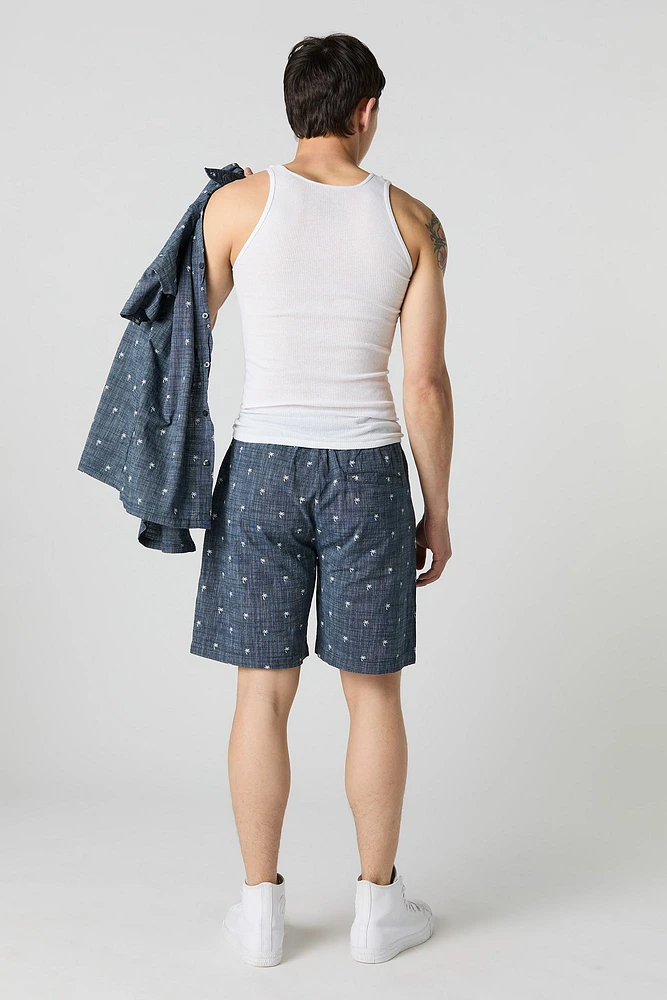 Short avec motif estival à taille coulissante