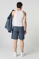 Short avec motif estival à taille coulissante