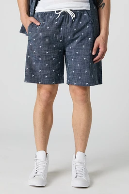 Short avec motif estival à taille coulissante