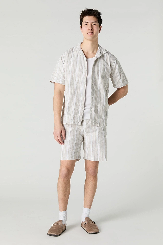 Short en tricot rayé à taille coulissante