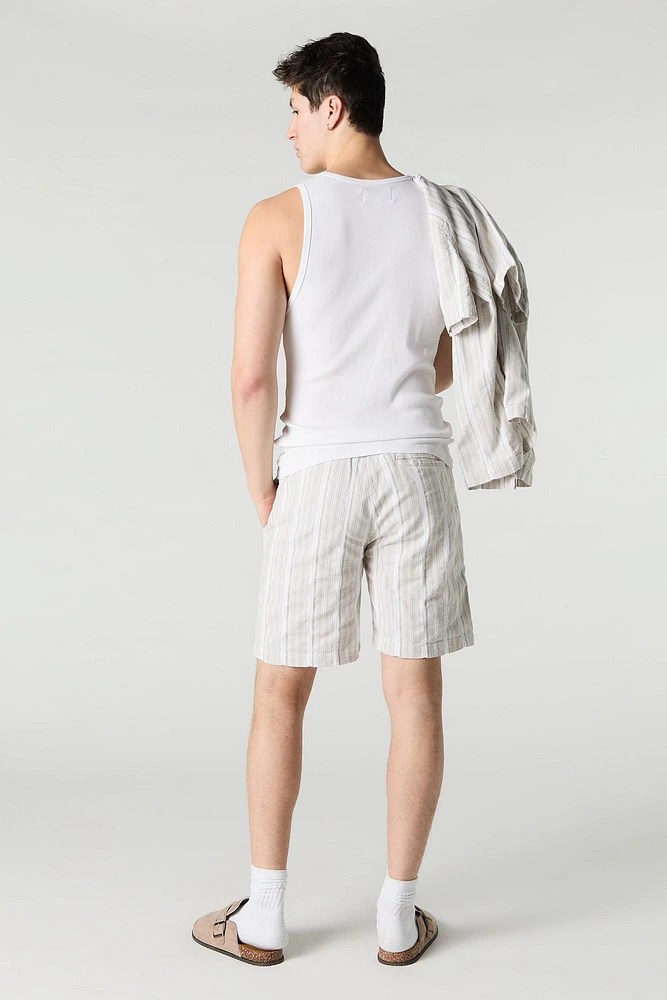 Short en tricot rayé à taille coulissante