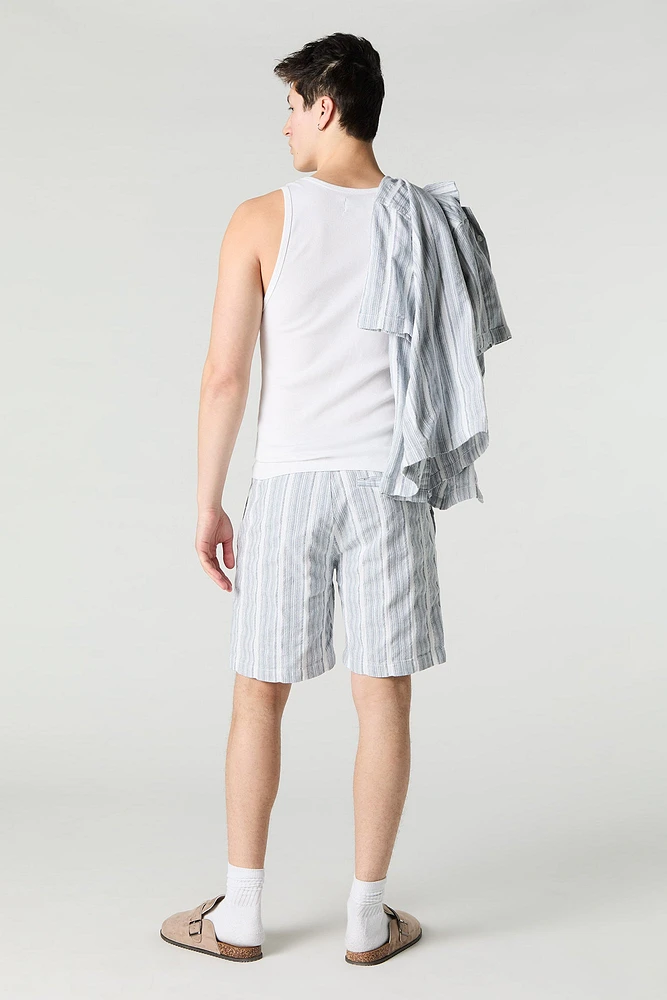Striped Knit Drawstring Short