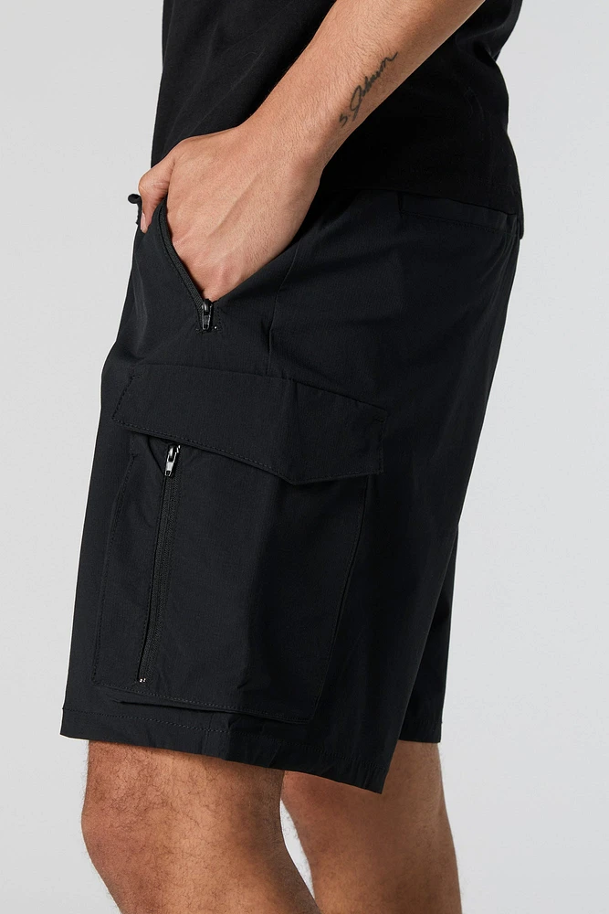 Zipper Cargo Pocket Nylon Short