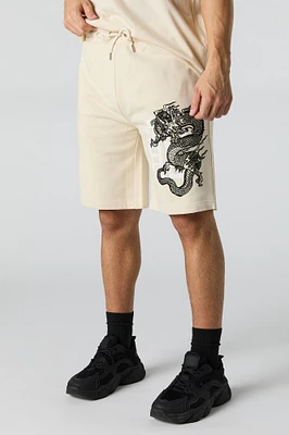 Dragon Graphic Fleece Longline Short