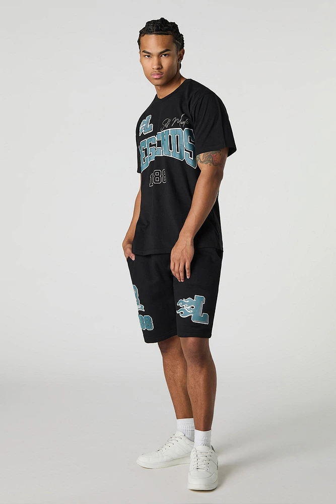 Short en molleton avec motif brodé Legend chenille