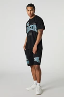 Short en molleton avec motif brodé Legend chenille