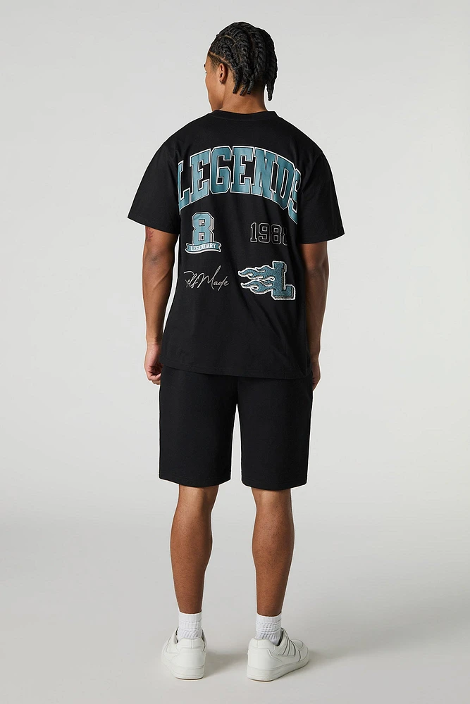 Short en molleton avec motif brodé Legend chenille