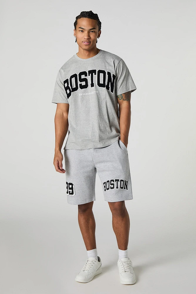 Short en molleton avec motif brodé Boston chenille