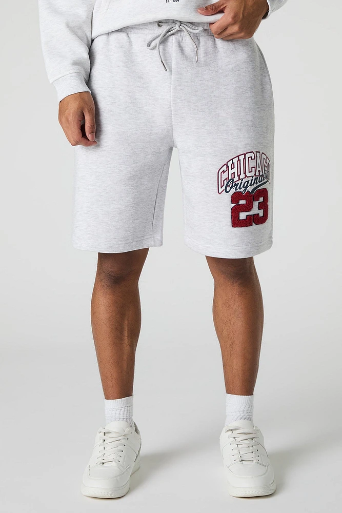 Short en molleton avec motif brodé Chicago chenille