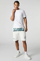 Short en molleton avec motif brodé California LA