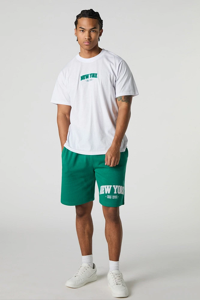 Short en molleton avec motif brodé New York