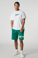 Short en molleton avec motif brodé New York