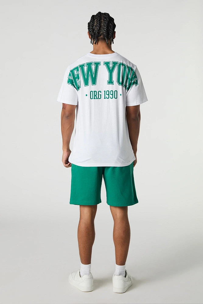 Short en molleton avec motif brodé New York