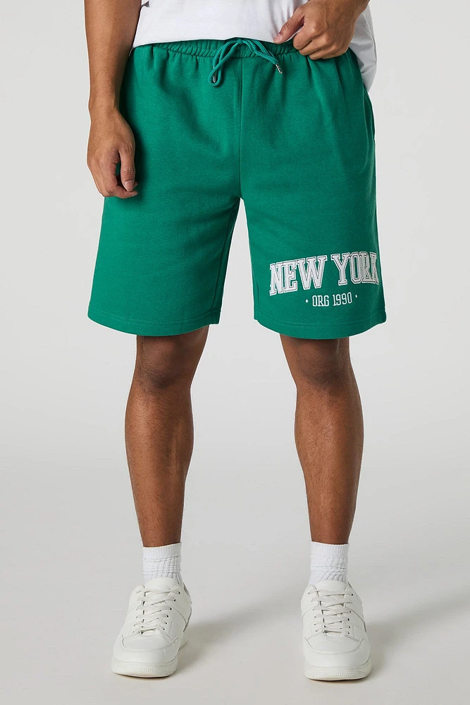 Short en molleton avec motif brodé New York