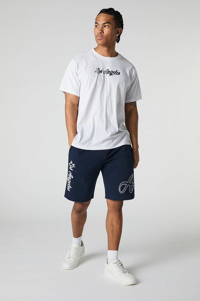 Los Angeles Embroidered Graphic Fleece Short