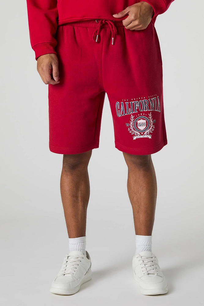 Short en molleton avec motif brodé California