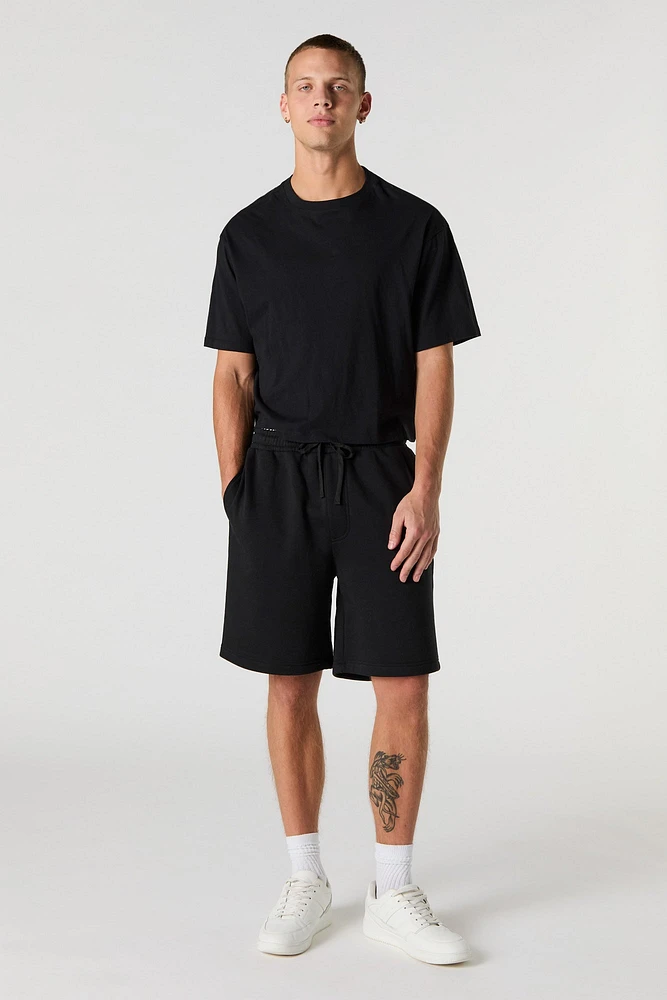 Short long en molleton à taille coulissante